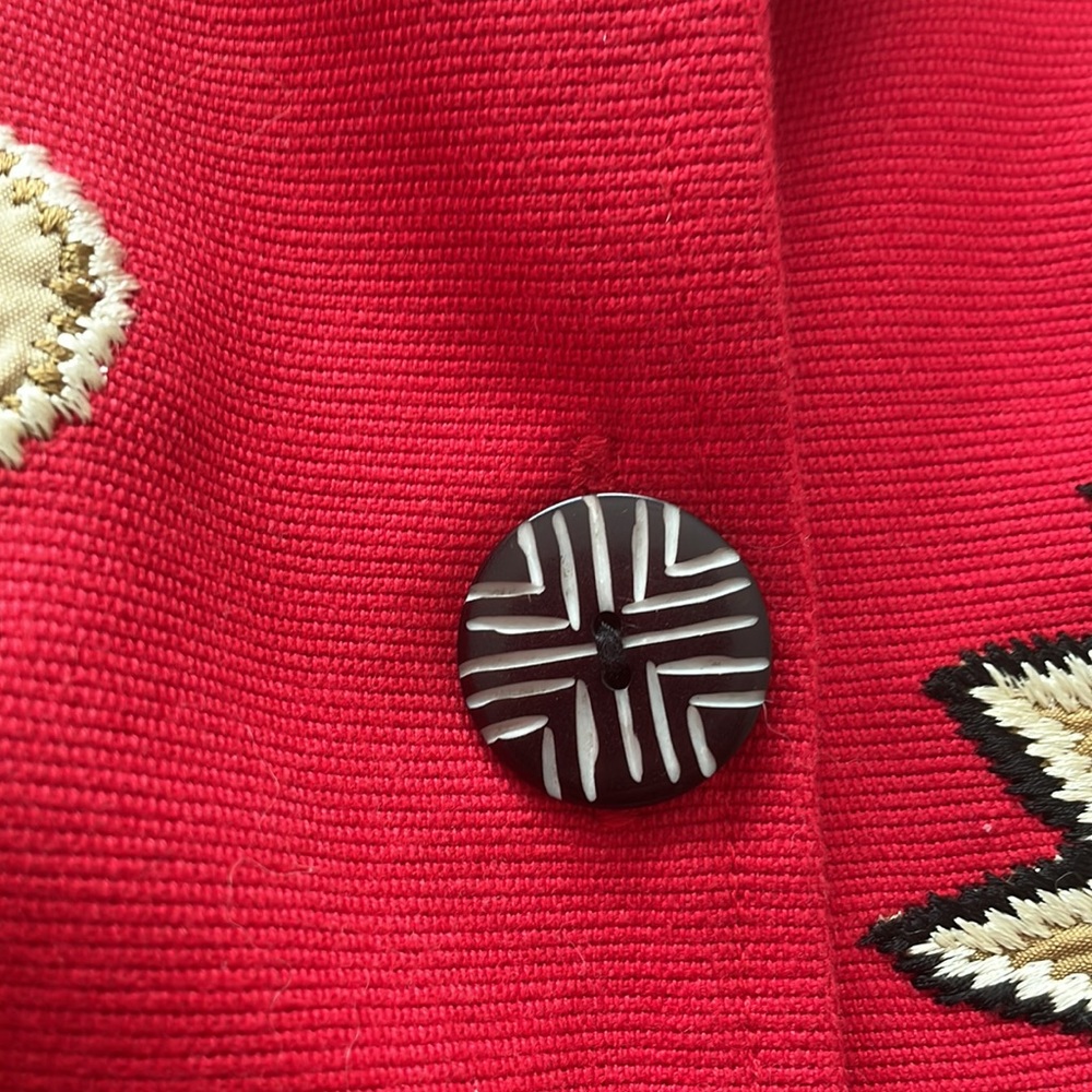 Vintage 90s Indigo Moon Red Embroidered Coat Sz M - Picture 6 of 9